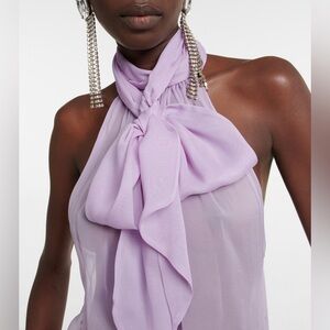 Saint Laurent Silk Chiffon Halterneck Top – Brand New | Size 36 (S)